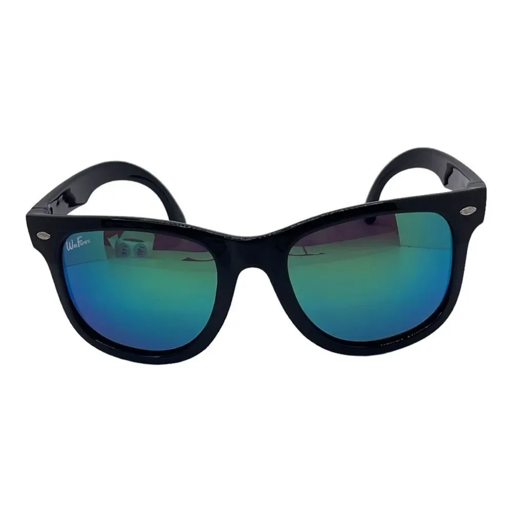 Youth WeeFarers Polarized Sunglasses Glossy Black Frames Mirrored Lens
